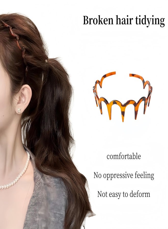 USHJNV New U Shape Fashion Tooth Hair Comb Headband, High Cranium Head Bands for Women's Hair, Reversible Korean Headbands with Teeth (Amber color + Glossy black,2 Pieces) - Image 5